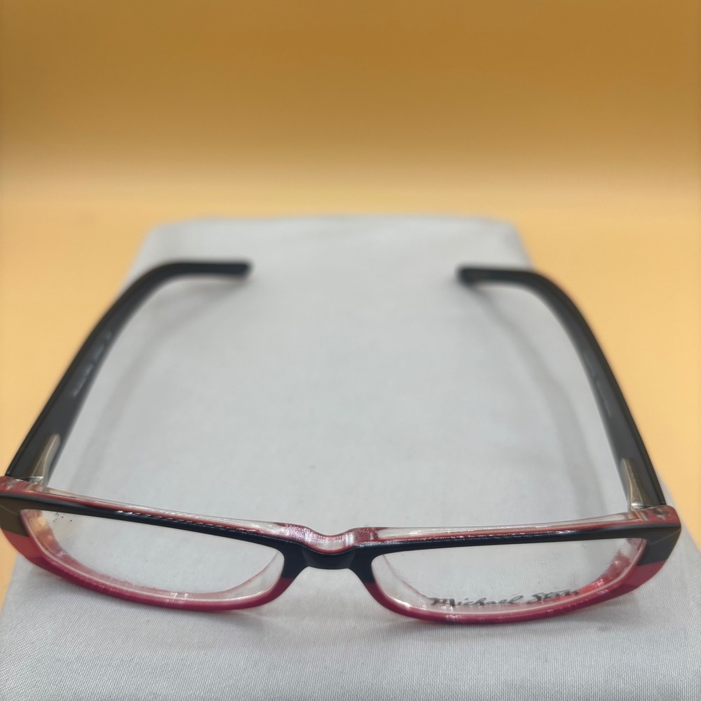 Michael Stars Upbeat Haute Pink Black Rectangular Eyeglass Frames 49-14-135‎